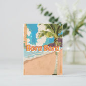 Bora Bora Vintage Reiseposter Postkarte (Stehend Vorderseite)
