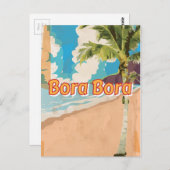 Bora Bora Vintage Reiseposter Postkarte (Vorne/Hinten)