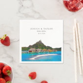 Bora Bora Wedding Custom Foto Cocktail Napkins Serviette (Beispiel)