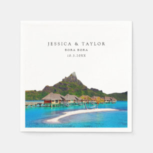 Bora Bora Wedding Custom Foto Cocktail Napkins Serviette
