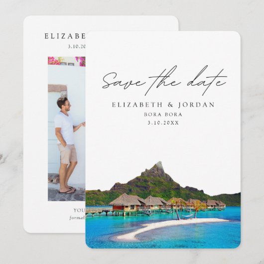 Bora Bora Wedding Save the Date Einladung (Vorne/Hinten)