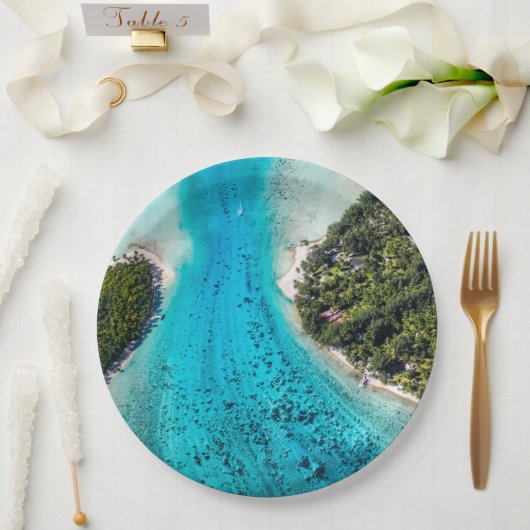 Bora Bora - Weg zum Ozean Pappteller (Hochzeit)
