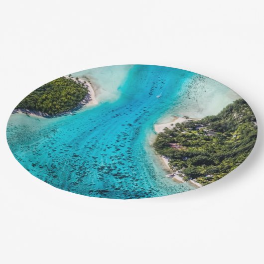 Bora Bora - Weg zum Ozean Pappteller (Schrägansicht)