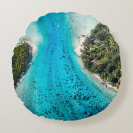 Bora Bora - Weg zum Ozean Rundes Kissen