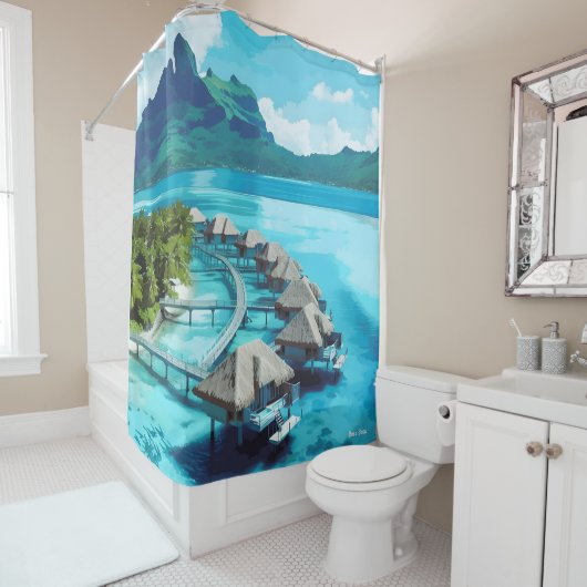 Bora Französisch Polynesien Kunst, Dichtung und Mu Duschvorhang (Beispiel)