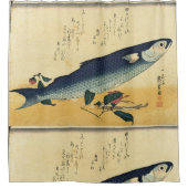 Bora (Gray Mullet) Hiroshige's Japanischer Fischdr Duschvorhang (Vorderseite)