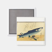 Bora (Gray Mullet) Hiroshige's Japanischer Fischdr Magnet (Vorderseite/Rückseite)