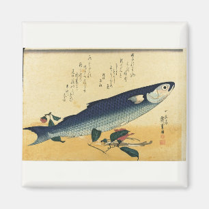 Bora (Gray Mullet) Hiroshige's Japanischer Fischdr Magnet