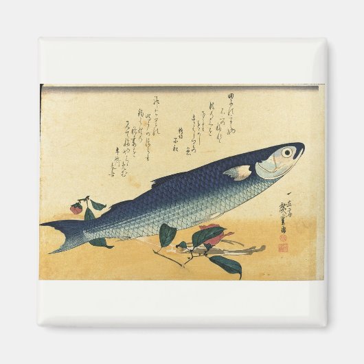 Bora (Gray Mullet) Hiroshige's Japanischer Fischdr Magnet (Vorne)