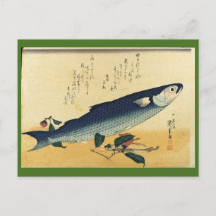 Bora (Gray Mullet) Hiroshige's Japanischer Fischdr Postkarte