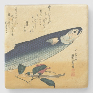 Bora (Gray Mullet) Hiroshige's Japanischer Fischdr Steinuntersetzer