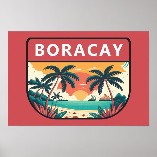 Boracay Philippinen Retro-Emblem Poster (Vorne)