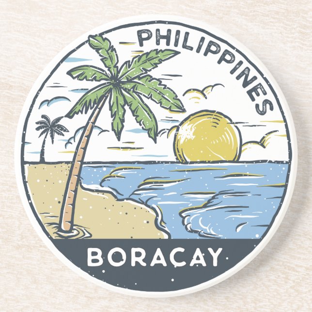 Boracay Philippinen Vintag Getränkeuntersetzer (Vorne)