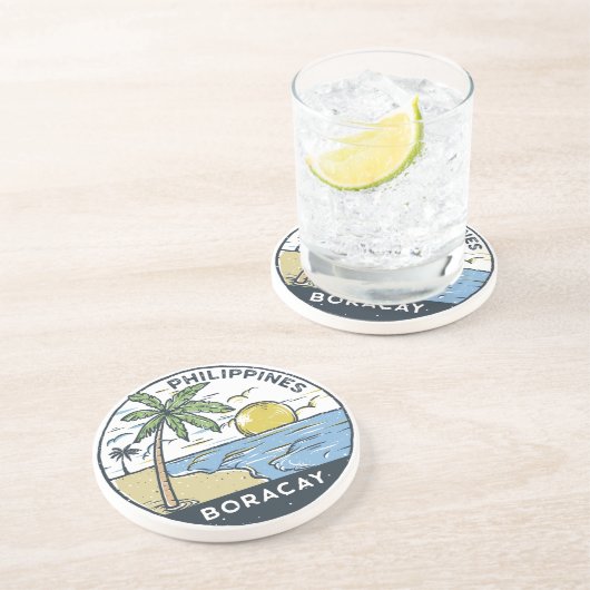 Boracay Philippinen Vintag Getränkeuntersetzer (Seite)