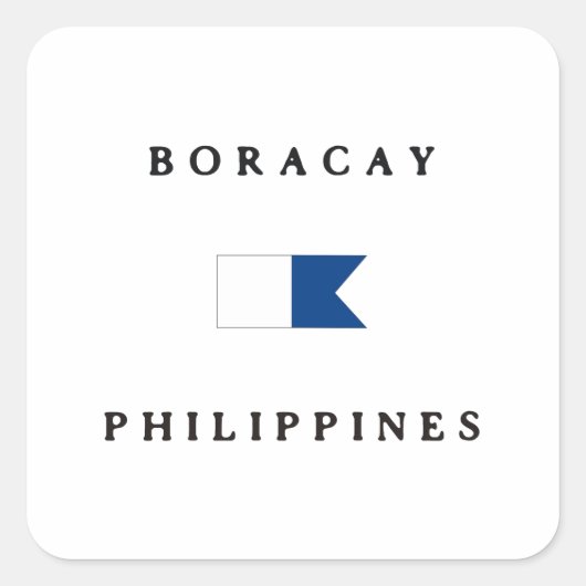 Boracay Philippines Alpha Dive Flag Quadratischer Aufkleber (Vorderseite)