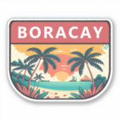 Boracay Philippines Retro Emblem Aufkleber (Vorderseite)