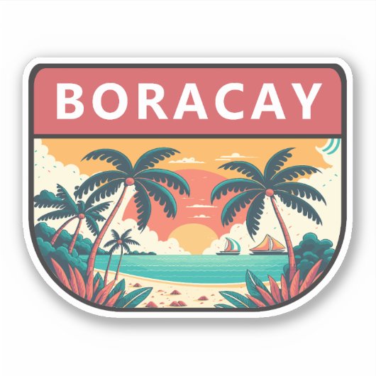 Boracay Philippines Retro Emblem Aufkleber (Vorderseite)