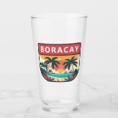 Boracay Philippines Retro Emblem Glas (Vorderseite)
