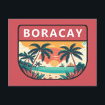Boracay Philippines Retro Emblem Postkarte<br><div class="desc">Boracay Vektorkunst Design. Boracay ist eine kleine Insel auf den zentralen Philippinen. Es ist bekannt für seine Ferienorte und Strände.</div>