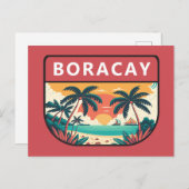 Boracay Philippines Retro Emblem Postkarte (Vorne/Hinten)
