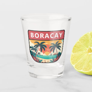 Boracay Philippines Retro Emblem Schnapsglas