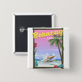Boracay Philippines Strandposter Button (Vorne & Hinten)