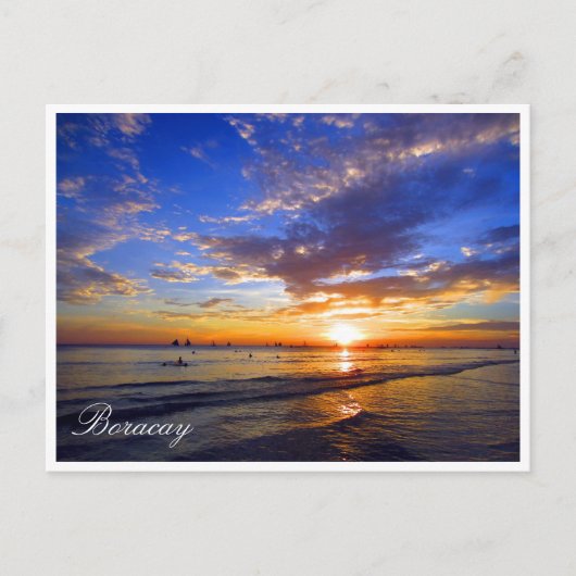 Boracay-Sonnenuntergang blau Postkarte (Vorderseite)