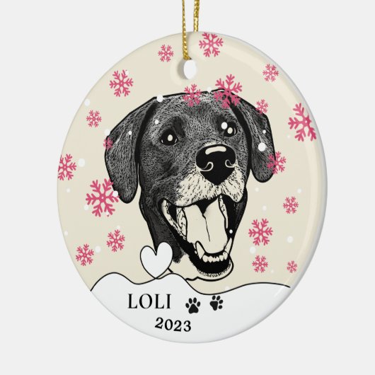 Borador Dog Personalisiert Hand Zeichnend Keramik Ornament (Links)