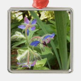 BORAGE Blue Pink Green — Silbernes Ornament