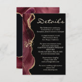 Bordeaux-Aga schwarz elegante Details-Karte Einladung (Vorne/Hinten)