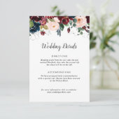 Bordeaux-Blaue Blumenzettel Begleitkarte (Stehend Vorderseite)