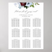 Bordeaux-blaue Blumenzitze Poster (Vorne)