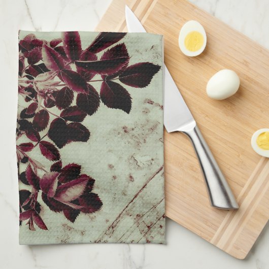 Bordeaux-Blume Geschirrtuch (Viertel Falte)