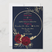 Bordeaux-Blume Goldkranz Einladung (Vorderseite)