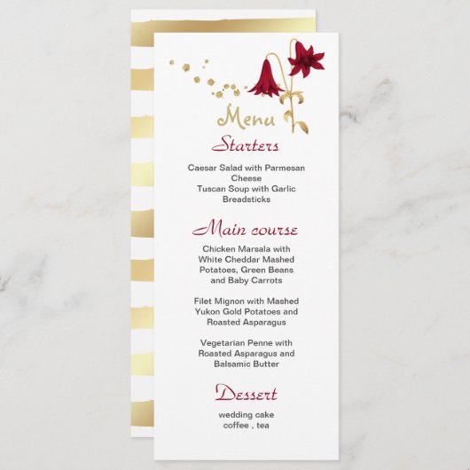 Bordeaux-Blume Menükarte (Vorne/Hinten)