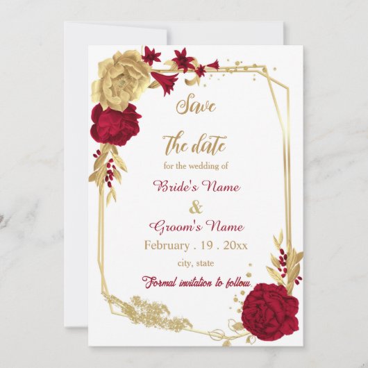 Bordeaux-Blume Save The Date (Vorderseite)