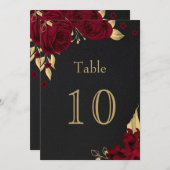 Bordeaux-Blume, schwarze Tischnummer (Vorne/Hinten)