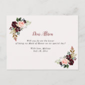 Bordeaux-Blume werden Sie meine Trauzeugin-Karte s Einladungspostkarte (Rückseite)