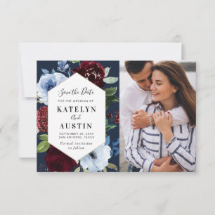 Bordeaux Blumenhochzeit speichern Sie die Dattelka Save The Date