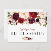 Bordeaux-Blumenkohl wird meine Bridesmaid-Karte se Einladungspostkarte (Vorne/Hinten)