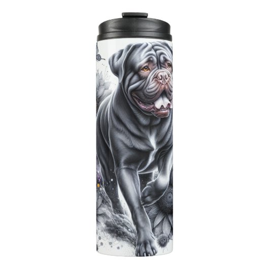 Bordeaux-Blumenkontrast Thermosbecher (Vorderseite)