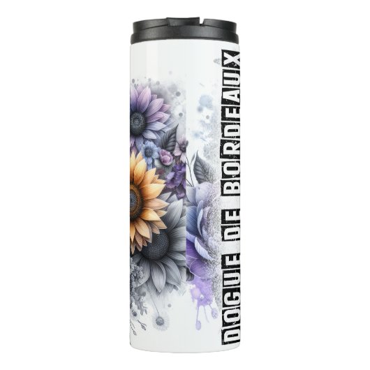 Bordeaux-Blumenkontrast Thermosbecher (Rückseite)