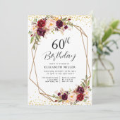 Bordeaux Blumenladen 60. Geburtstagsfeier Einladung (Stehend Vorderseite)