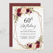 Bordeaux Blumenladen 60. Geburtstagsfeier Einladung (Vorne/Hinten)
