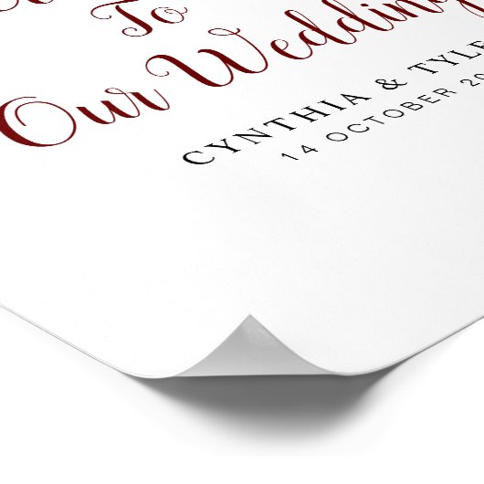 Bordeaux- & Blütengrün Begrüßungszeichen Poster (Ecke)