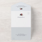 Bordeaux-Blütenhochzeit All In One Einladung (Außenbereich)