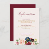 Bordeaux-Blütenhochzeit RSVP Karte (Vorne/Hinten)