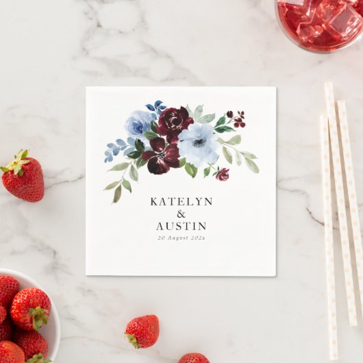 Bordeaux-Blütenhochzeit Serviette (Beispiel)