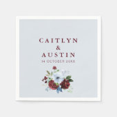 Bordeaux-Blütenhochzeit Serviette (Vorderseite)