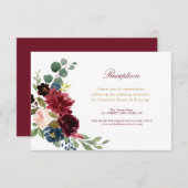 Bordeaux-Blütenhochzeitkarte RSVP Karte (Vorne/Hinten)